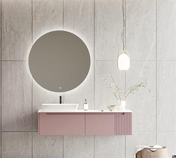 Orka Biella 140 cm Pudra Ledli Banyo Dolabı Takımı