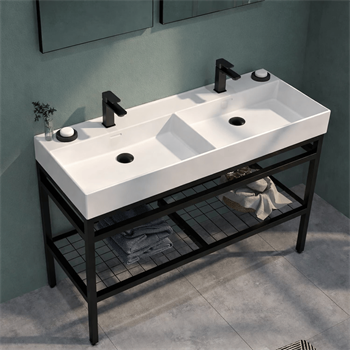 Orka Capetown 120 cm Banyo Dolabı Alt Modül ve Lavabo (Parlak Beyaz Çift Lavabo), 5003246