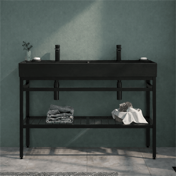 Orka Capetown 120 cm Banyo Dolabı Alt Modül ve Lavabo (Mat Siyah Çift Lavabo), 5005824