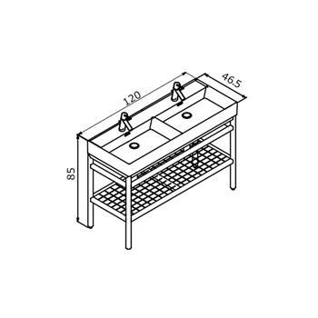 Orka Capetown 120 cm Banyo Dolabı Alt Modül ve Lavabo (Mat Siyah Çift Lavabo), 5005824
