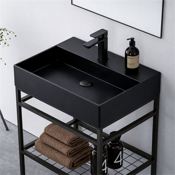 Orka Capetown 60 cm Banyo Dolabı Alt Modül ve Lavabo (Mat Siyah Lavabo), 5001121