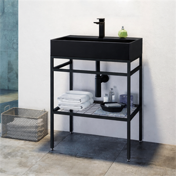 Orka Capetown 60 cm Banyo Dolabı Alt Modül ve Lavabo (Mat Siyah Lavabo), 5001121