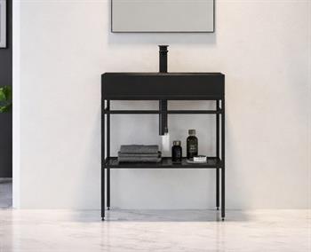 Orka Capetown 60 cm Banyo Dolabı Alt Modül ve Lavabo (Mat Siyah Lavabo), 5001121