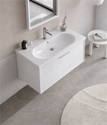 Orka Clay 100 cm Beyaz Banyo Dolabı Alt Modül ve Lavabo, 5002191