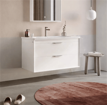 Orka Clay 100 cm Beyaz Banyo Dolabı Alt Modül ve Lavabo (Çift Çekmeceli), 5004385