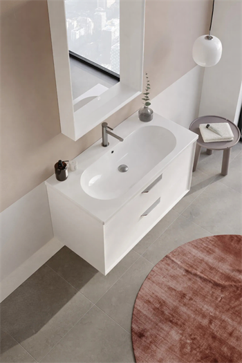 Orka Clay Banyo Dolabı Takımı, 100 cm, Beyaz (Çift Çekmeceli), 5004367