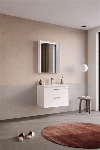 Orka Clay Banyo Dolabı Takımı, 65 cm, Beyaz (Çift Çekmeceli), 5004361