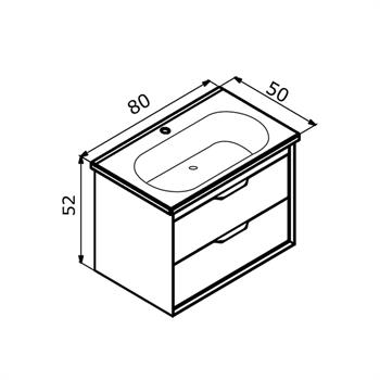 Orka Clay 80 cm Beyaz Banyo Dolabı Alt Modül ve Lavabo (Çift Çekmeceli), 5004382