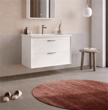 Orka Clay 80 cm Beyaz Banyo Dolabı Alt Modül ve Lavabo (Çift Çekmeceli), 5004382