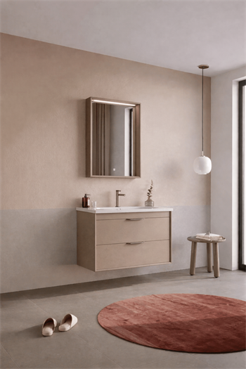 Orka Clay Banyo Dolabı Takımı, 80 cm, Sahra (Çift Çekmeceli), 5004366