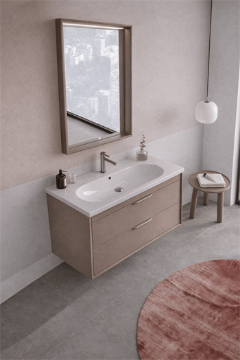 Orka Clay Banyo Dolabı Takımı, 100 cm, Sahra (Çift Çekmeceli), 5004369