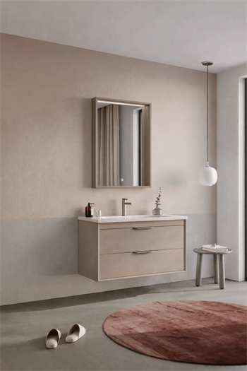 Orka Clay Banyo Dolabı Takımı, 100 cm, Sahra (Çift Çekmeceli), 5004369