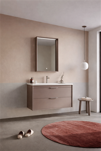 Orka Clay Banyo Dolabı Takımı, 100 cm, Toprak (Çift Çekmeceli), 5004368