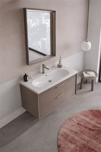 Orka Clay Banyo Dolabı Takımı, 100 cm, Toprak (Çift Çekmeceli), 5004368