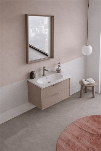 Orka Clay Banyo Dolabı Takımı, 65 cm, Sahra (Çift Çekmeceli), 5004363