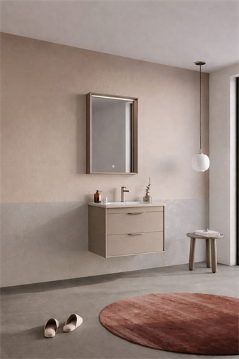 Orka Clay Banyo Dolabı Takımı, 65 cm, Sahra (Çift Çekmeceli), 5004363