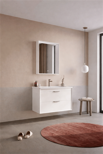 Orka Clay Banyo Dolabı Takımı, 80 cm, Beyaz (Çift Çekmeceli), 5004364