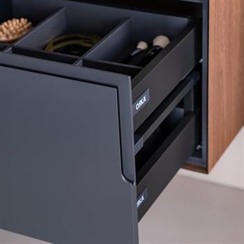 Orka Craft Banyo Dolabı Takımı, 100 cm, Kompakt Ceviz (Ledli Ayna-Mat Beyaz Lavabo), 5003430