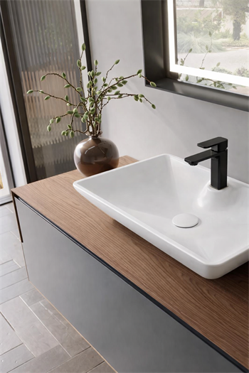 Orka Craft Banyo Dolabı Takımı, 100 cm, Kompakt Ceviz (Ledli Ayna-Mat Beyaz Lavabo), 5003430