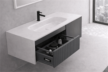 Orka Cube 100 cm Mat Antrasit Banyo Dolabı Alt Modül ve Lavabo , 3009383