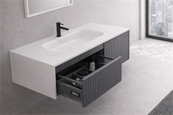 Orka Cube 120 cm Mat Antrasit Banyo Dolabı Alt Modül ve Lavabo, 3000381