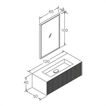 Orka Cube Banyo Dolabı Takımı, 120 cm, Lake Mat Antrasit (Ledli Ayna), 5000172
