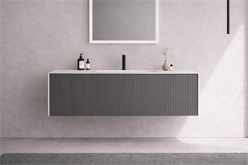 Orka Cube 120 cm Mat Antrasit Banyo Dolabı Alt Modül ve Lavabo, 3000381