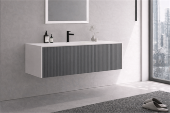 Orka Cube 120 cm Mat Gri Banyo Dolabı Alt Modül ve Lavabo, 3000380