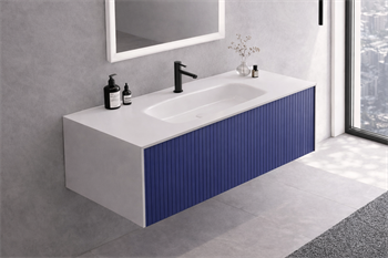 Orka Cube 120 cm Mat Lacivert Banyo Dolabı Alt Modül ve Lavabo, 3000379