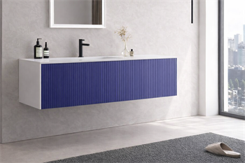 Orka Cube 120 cm Mat Lacivert Banyo Dolabı Alt Modül ve Lavabo, 3000379