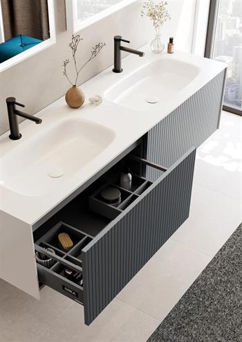 Orka Cube 160 cm Mat Antrasit Banyo Dolabı Alt Modül ve Lavabo, 3000386
