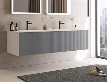 Orka Cube 160 cm Mat Gri Banyo Dolabı Alt Modül ve Lavabo, 3000385