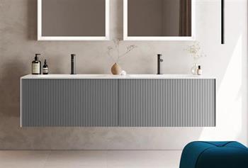 Orka Cube 160 cm Mat Gri Banyo Dolabı Alt Modül ve Lavabo, 3000385