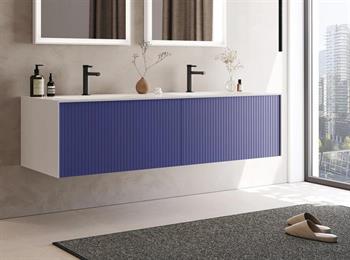 Orka Cube 160 cm Mat Lacivert Banyo Dolabı Alt Modül ve Lavabo, 3000384