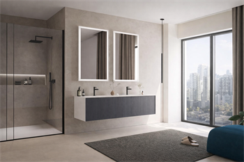 Orka Cube Banyo Dolabı Takımı, 160 cm, Lake Mat Antrasit (Ledli Ayna), 5000177