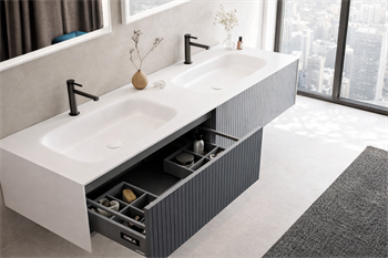 Orka Cube Banyo Dolabı Takımı, 160 cm, Lake Mat Antrasit (Ledli Ayna), 5000177