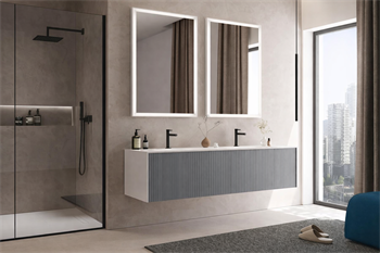 Orka Cube Banyo Dolabı Takımı, 160 cm, Lake Mat Gri (Ledli Ayna), 5000176