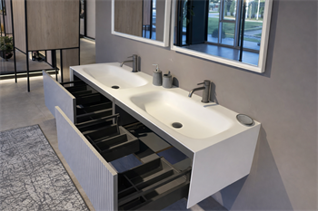 Orka Cube Banyo Dolabı Takımı, 160 cm, Lake Mat Gri (Ledli Ayna), 5000176