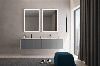 Orka Cube Banyo Dolabı Takımı, 160 cm, Lake Mat Gri (Ledli Ayna), 5000176