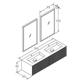 Orka Cube Banyo Dolabı Takımı, 160 cm, Lake Mat Vizon (Ledli Ayna), 5000179