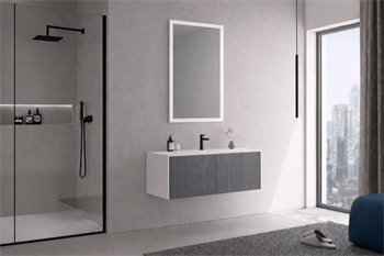 Orka Cube Banyo Dolabı Takımı, 100 cm, Lake Mat Gri (Ledli Ayna), 5007287