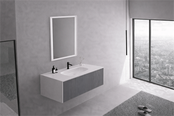 Orka Cube Banyo Dolabı Takımı, 100 cm, Lake Mat Gri (Ledli Ayna), 5007287