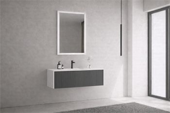 Orka Cube Banyo Dolabı Takımı, 100 cm, Lake Mat Antrasit (Ledli Ayna), 5007286