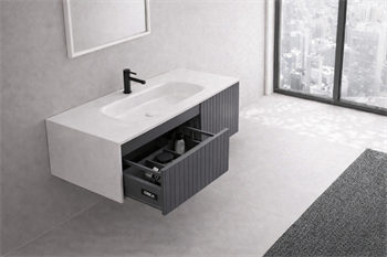 Orka Cube Banyo Dolabı Takımı, 100 cm, Lake Mat Antrasit (Ledli Ayna), 5007286