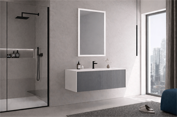 Orka Cube Banyo Dolabı Takımı, 120 cm, Lake Mat Gri (Ledli Ayna), 5000171