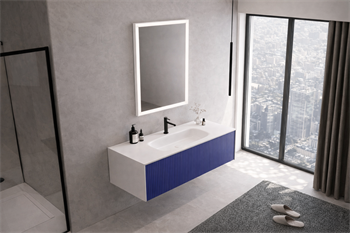 Orka Cube Banyo Dolabı Takımı, 120 cm, Lake Mat Lacivert (Ledli Ayna), 5000170