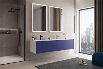 Orka Cube Banyo Dolabı Takımı, 160 cm, Lake Mat Lacivert (Ledli Ayna), 5000175