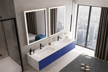 Orka Cube Banyo Dolabı Takımı, 160 cm, Lake Mat Lacivert (Ledli Ayna), 5000175