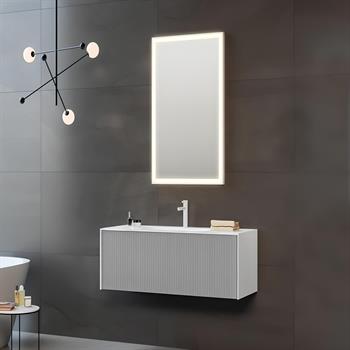 Orka Cube Banyo Dolabı Takımı, 80 cm, Lake Mat Gri (Ledli Ayna), 5000161