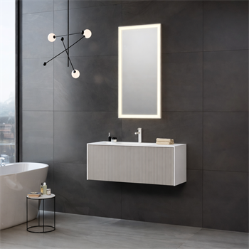 Orka Cube Banyo Dolabı Takımı, 80 cm, Lake Mat Vizon (Ledli Ayna)